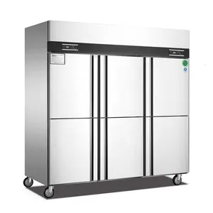 1600L 6 kapılar 304 paslanmaz çelik ticari buzdolabı dik restoran buzdolabı