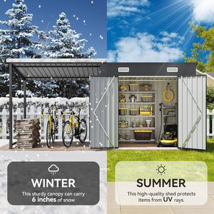 <span class=keywords><strong>Abri</strong></span> de jardin extérieur 6x4FT et gazebo à toit rigide combinés, <span class=keywords><strong>abri</strong></span> métallique 12x4FT avec pergola à toit incliné et <span class=keywords><strong>abri</strong></span> à outils de jardin à côtés ouverts pour patio - Product Image 5