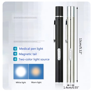 ไฟฉายพกพาขนาดเล็กแบบปากกา ชาร์จผ่าน USB แสงสองสี สำหรับนักศึกษาแพทย์และแพทย์ - Product Image 3