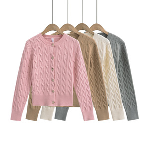 <span class=keywords><strong>Cardigan</strong></span> torsadé épais vintage pour femme 2024 automne hiver <span class=keywords><strong>style</strong></span> coréen - Product Image 1