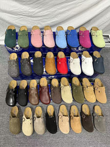 <span class=keywords><strong>Sandalias</strong></span> <span class=keywords><strong>planas</strong></span> de piel de vaca auténtica Birkenstocks con punta cerrada elevada y cierre de suela de corcho de la colección Spring - Product Image 4