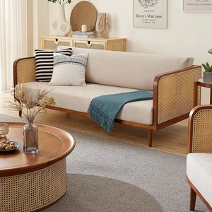 Muebles de Sala de Estar de Alta Calidad, Juego de Sofás de Madera con Ratán - Product Image 5