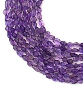 Natural Purple <b>Amethyst</b> Smooth Nugget Beads Gemstone Pebbles 5x6mm to 5x8mm 13 Inch Strand - Product Image 4
