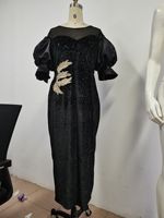 Nouvelle arrivée, robe de soirée élégante à taille moyenne, broderie noire, paillettes, taille plus, robes de soirée de luxe