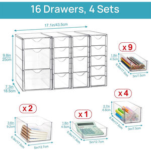 Organisateur en acrylique transparent avec tiroirs de rangement pour le bureau, le maquillage, les bijoux, les loisirs créatifs - Product Image 2