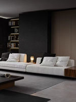 Nouvelle collection 2026 : Meuble de salon minimaliste de style italien, design de luxe pour villa de niveau S, grand appartement, modulaire en forme de L, en bois et éponge.