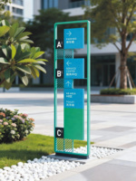 Support de signalisation métallique minimaliste moderne pour panneau directionnel et indicatif pour centres commerciaux, hôtels et événements extérieurs