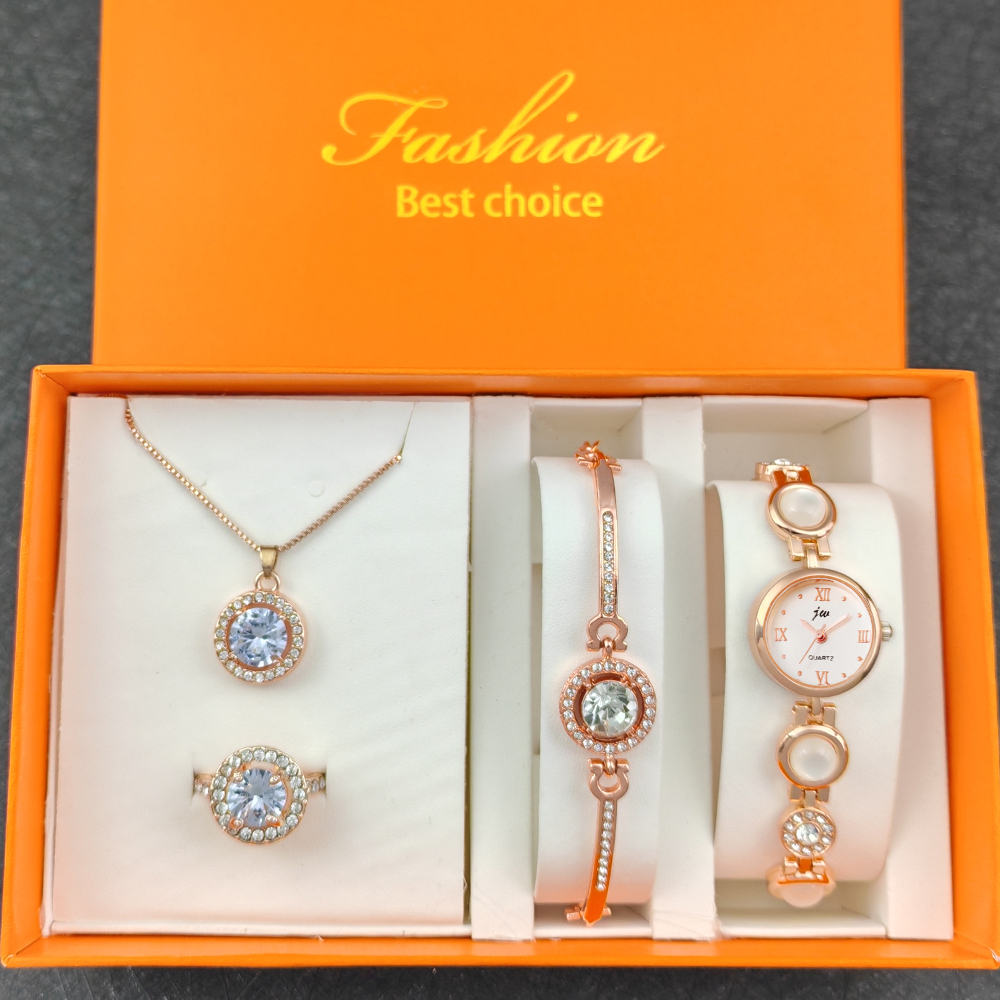 6PCS Set Luxury Diamond Bracelet Watch Jewelry for Women display picture 1