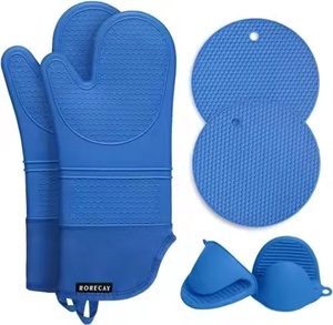Ensemble de gants de cuisine Eversoul résistants aux hautes températures, motif nid d'abeille, rembourrés, antidérapants, protection contre la chaleur, kit de gants de four - Product Image 6