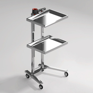 Modern Luxury Gold Frame Salon Utility Cart Height Adjustable Double Glass <strong>Tray</strong> 4-Wheel Smooth Casters Anti-Rust Trolley - Product Image 6