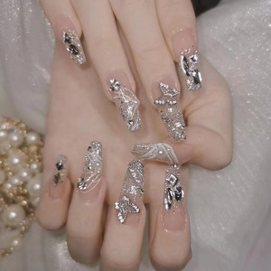 2026 KUDAN, diseño personalizado más vendido, <span class=keywords><strong>uñas</strong></span> francesas artificiales, <span class=keywords><strong>uñas</strong></span> postizas largas de prensa, ilustraciones 3D hechas a mano - Product Image 1