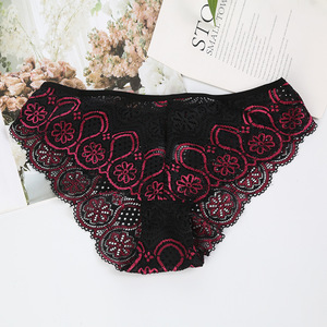 新着女性高級ブルゴーニュレース下着セクシーな大人の女性マルチカラープラスサイズパンティー下着 - Product Image 3