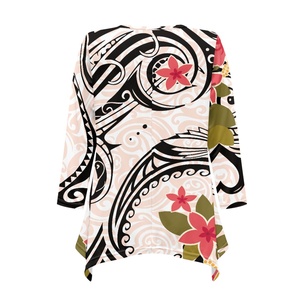 Nueva llegada blusas personalizadas de manga larga para mujer <span class=keywords><strong>falda</strong></span> superior <span class=keywords><strong>con</strong></span> cuello en V irregular estilo Vintage Hawaiano moda Casual para el verano - Product Image 3