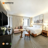 Meubles de suite américaine de style Hilton en bois moderne, lit king-size, canapé et fauteuil pour hôtel à Washington DC