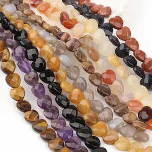 10mm/15MM Faceted Heart Natural Amethyst Stone Beads Gemstone Beads Crystal Healing Drilled Loose Beads for Jewel