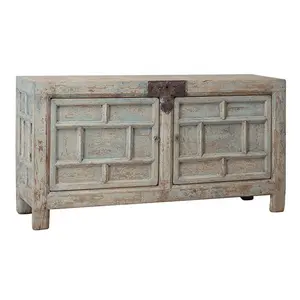 2021 new design unique antique rustic white washed wooden craft storage cabinet