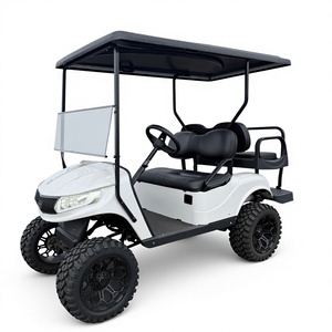 Voiturette de golf électrique 4 roues 2+2 places blanche moderne tout-terrain, véhicule utilitaire durable en PP, moteur unique 400W - Product Image 1