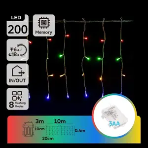 Guirnalda de luces LED RGB planas tipo carbón, 10m x 0.4m, funciona con pilas 3AA, IP44, apta para interiores y exteriores, ideal para - Product Image 1