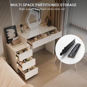 Cómoda para Espacios Pequeños con Espejo Moderno con Iluminación LED, Mesa de <span class=keywords><strong>Maquillaje</strong></span> Multifuncional con Almacenamiento, <span class=keywords><strong>Mueble</strong></span> de Dormitorio para Apartamento u Hogar - Product Image 3