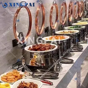 XINGPAI hotel catering suprimentos logotipo personalizado servindo pratos buffet 6 L prata rosa ouro escoriações pratos