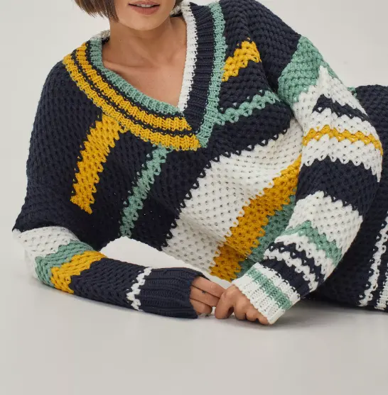 नई मॉडल शीतकालीन महिला वी गर्दन बुना हुआ कपड़ा रंगीन अद्वितीय डिजाइन Oversized महिलाओं स्वेटर