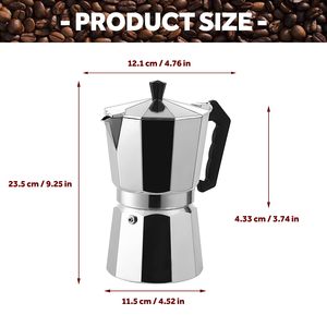 Caffettiera Moka Premium Nera Classica Personalizzata in Lega di Alluminio per Espresso - Product Image 6