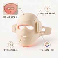 Masque facial LED sans fil 3D OEM à 7 couleurs pour thérapie NIR rouge, en silicone pour le visage entier