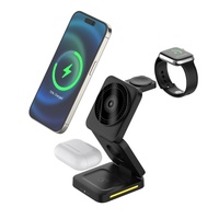 Organisateur de bureau LP 3 en 1, station de charge sans fil intégrée, support en plastique, charge rapide magnétique 15W, alimentation multi-appareils