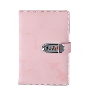Custom Leather A5 Hardcover Diary Pink Premium Personalized Password Notebook with Thread <b>Sewing</b> Bound 80 Sheets for Students - Product Image 1