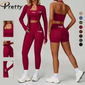 Conjunto de Ropa de Yoga de 4 Piezas, Transpirable, con Chaqueta de Manga Larga, para Mujer, con Logotipo Personalizado al por Mayor - Product Image 1