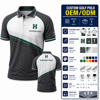 Polo de golf personnalisé par sublimation, commande urgente en 7 jours, pour événements de golf d'entreprise