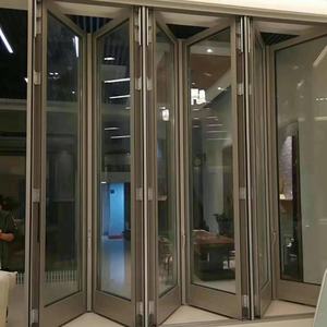 Porte pliante robuste en aluminium à double vitrage, verre de sécurité trempé pour villas de luxe, design moderne - Product Image 2