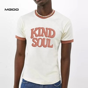Camiseta Blanca Ajustada para Hombre <span class=keywords><strong>MGOO</strong></span>, de Algodón Grueso, con Diseño Impreso a Base de Agua - Product Image 1