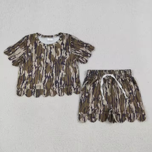 Listo para Enviar: Conjunto de Shorts con Estampado de Camuflaje y Borde Festoneado para Niñas Pequeñas, <span class=keywords><strong>Ropa</strong></span> Infantil de Verano - Product Image 5