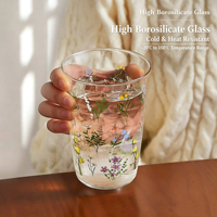 Verre à boire vintage à imprimé floral, résistant à la chaleur, pour café glacé, eau, thé de l'après-midi