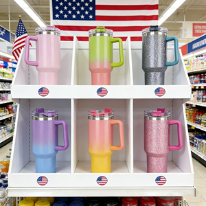 แก้วน้ำเก็บความร้อนขนาดใหญ่ 40 ออนซ์ พร้อมหลอดดูด มีหูจับ ผลิตจากสแตนเลสอย่างดี เหมาะสำหรับเล่นกีฬา ฝาปิดแบบมีประกาย - Product Image 1