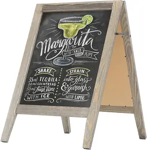 A-frame Chalkboard Menu 2-Sided Torched Wood A-Frame Chalkboard Sign Sidewalk Cafe Menu Sandwich Board