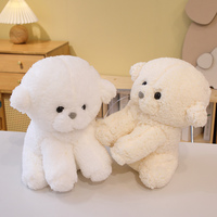 Peluche chien Teddy blanc sur pied, compagnon pour enfants, cadeau, décoration intérieure, animal en peluche