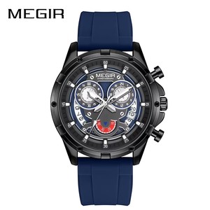 Nuevo Reloj MEGIR 2248 para Hombre, Correa de Silicona Deportiva, Reloj de Cuarzo Masculino con Manecillas Luminosas Resistentes al Agua, Cronógrafo y Calendario - Product Image 3