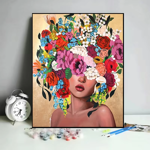 Art mural floral abstrait, peinture sur toile imprimée à l'huile et à l'acrylique, œuvres d'art modernes pour la décoration de la maison en DIY - Product Image 3