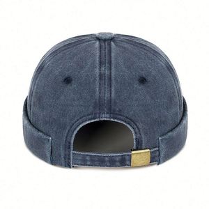 Solid Color Brimless Hats for Men <b>Womens</b> Mens Vintage Docker Beanie <b>Cap</b> Washed Cotton Rolled Cuff Hip Hop Hat Promotion Gift - Product Image 4