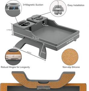 Hoge Kwaliteit Bamboe Bank Cup Houder <span class=keywords><strong>Sofa</strong></span> Armsteun Dienblad Uitklapbare Dubbele Scharnierende Clip-On <span class=keywords><strong>Sofa</strong></span> Armlade Voor Snacks Drinken - Product Image 3