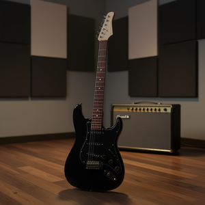 Stylish Black Electric <b>Guitar</b> With Solid Body, Maple Neck, Ebony Fretboard, S-S-S Pickups, Tremolo Bridge For Music Enthusiasts - Product Image 2