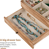 Boîte à bijoux en bois de luxe à double couche, organisateur de rangement adapté aux bagues, boucles d'oreilles, colliers, bracelets, bijoux pour la maison et les fêtes