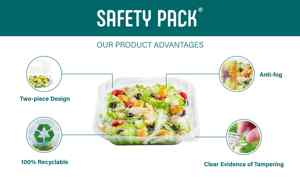 Recipientes desechables de plástico PET de dos piezas para alimentos, diseño de concha para ensaladas, delicatessen y más reciclables, 36oz - Product Image 5