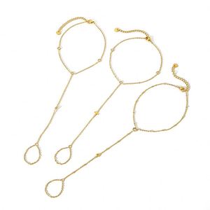 Pulsera de tobillo minimalista de verano en acero inoxidable impermeable, diseño simple, chapado en oro de 18 quilates, cadena cubana NK - Product Image 4
