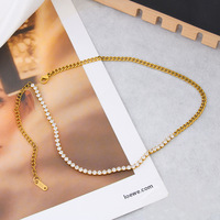 Ensemble d'accessoires bohèmes MYNECK en acier inoxydable plaqué or PVD 18 carats, sans ternissement, avec collier et bracelet en zircon pour soirée classique