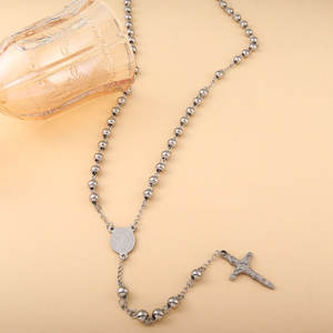 Collares Religiosos de Acero Inoxidable con Cuentas, Collar de Rosario con Cruz de Oro Sólido de 14k y 18k para Mujeres, Hombres y Niñas - Product Image 2