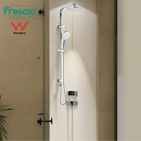 Frascio 304 Acier Inoxydable Filigrane Laiton Brossé Multifonction Ensemble De Douche Double Douche Sur Rail Colonne De Douche Avec Entrée D'eau