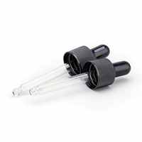 Pipette compte-gouttes noire et blanche en aluminium-plastique anti-débordement et anti-poussière avec capuchon côtelé pour flacon d'huile essentielle ou de sérum, personnalisable